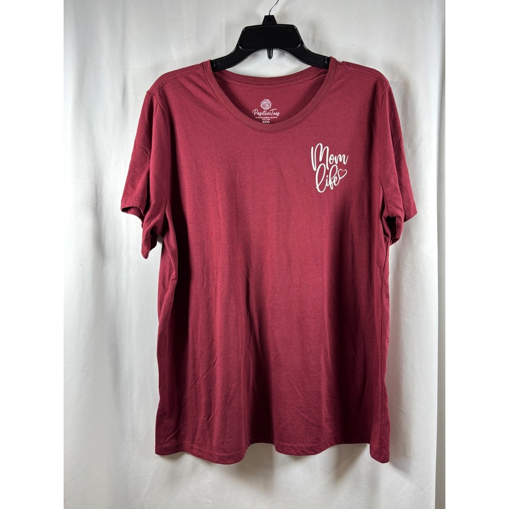 PositiviTees Mom Life Graphic T-Shirt Burgundy Women XXXL (22) Short Sleeve Tee